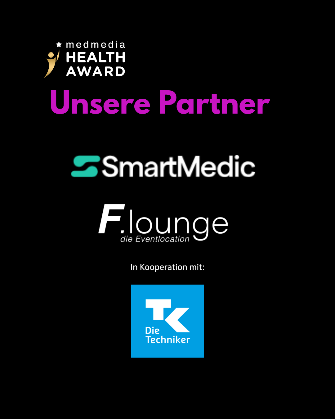 Unsere Partner 2026: SmartMedic und F.lounge, in Kooperation mit Die Techniker